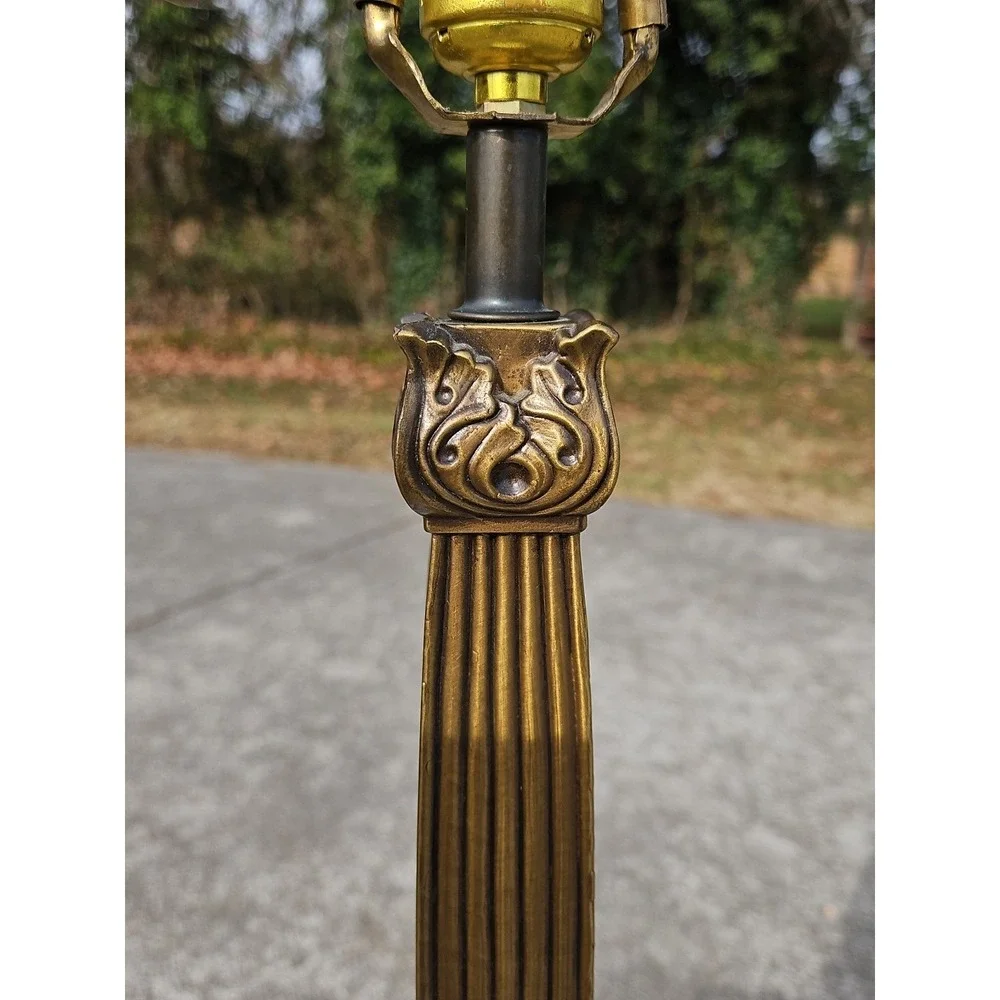 Vintage 1960s Neoclassical Brass Lamp With A Corinthian Column